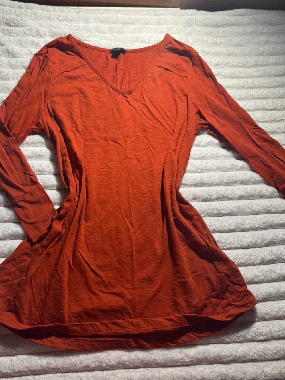 new directions Long Sleeve V-Neck Top - Rust Orange